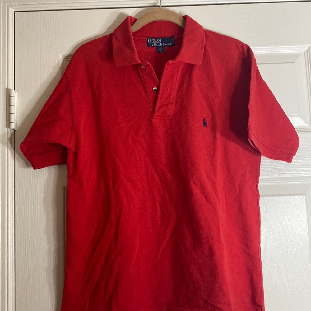 Red polo shirt